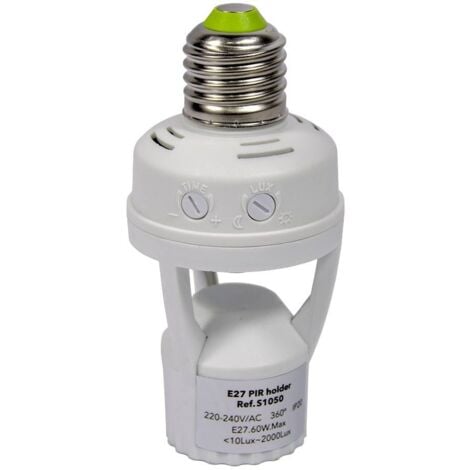 Adapter für E27 LED-Lampe mit 360° PIR-Bewegungssensor IP20