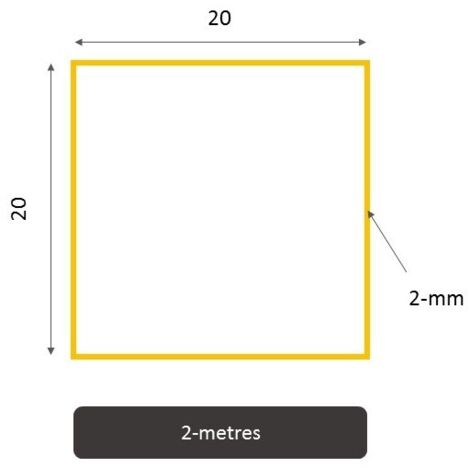 Kwweeoo Lot de 2 tubes carrés en acier inoxydable 304 - 25 x 25 x 100 mm - Épaisseur de paroi : 2 mm - Tube carré en acier inoxydable