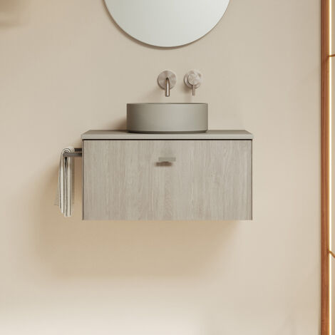 MEI TOP 60cm Meuble et vasque à poser avec un tiroir, Chêne Blanc. (1/5)