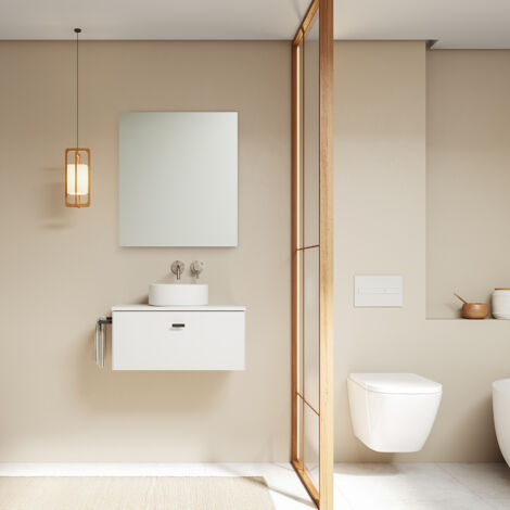 MEI TOP 60cm Meuble et vasque à poser avec un tiroir, blanc mat. (1/3)