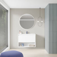 NIWA 60 Meuble et vasque avec un tiroir et un niche, effet blanc brillant. (Sans miroir).