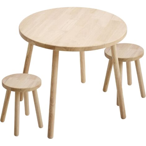 Ensemble Salle à Manger 3 Pièces Recaceik - Table Ronde + 2 Tabourets - Plateau Bois, Cadre Métal - Pour Cuisine, Petit Espace, Style Bistrot