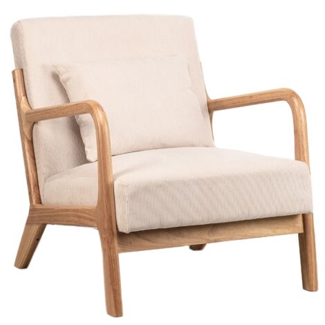 Nordlys – Fauteuil relax scandinave en tissu certifié OEKO-TEX – Structure en bois hévéa – Confort mousse haute densité 26kg/m3 – Dimensions 64x80x74cm (1/5)