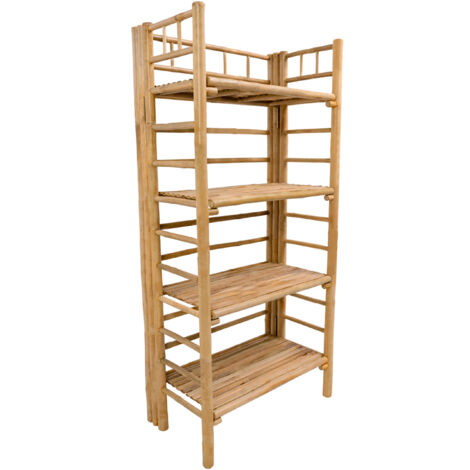 Nordlys - Etagere de Rangement 4 Niveaux en Bois de Bambou Massif