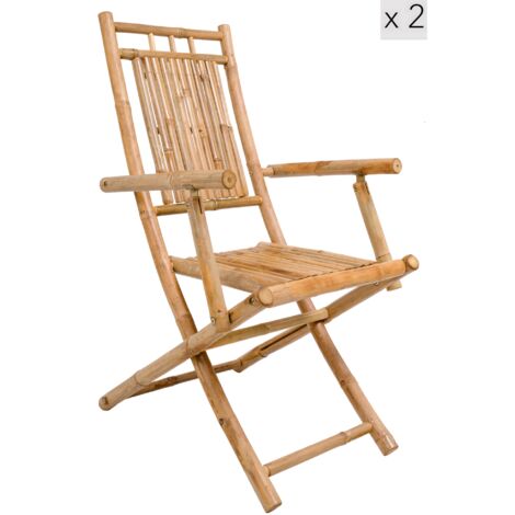 Nordlys - Lot de 2 Chaises Pliables en Bambou Massif (1/5)