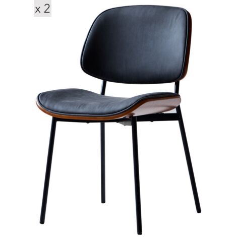 Nordlys - Lot de 2 Chaises de Salle a Manger Industrielles Metal Bois (1/5)