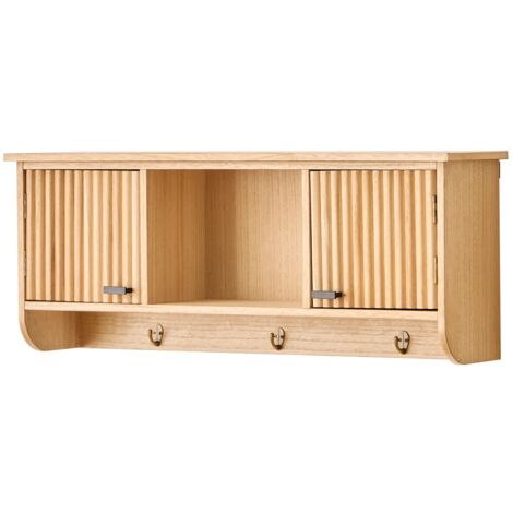 Porte-manteau mural en bois marron 2 portes – Dimensions 78x18x31cm – Charge maximale 6kg – Certifié FSC pour gestion responsable – Nordlys (1/5)