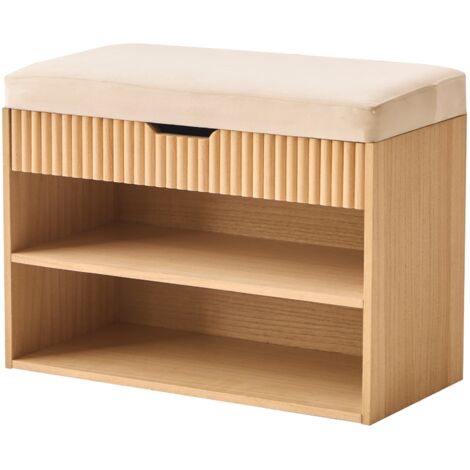 Nordlys - Meuble Entrée a Chaussures 2 Etageres 1 Coffre Bois (1/5)
