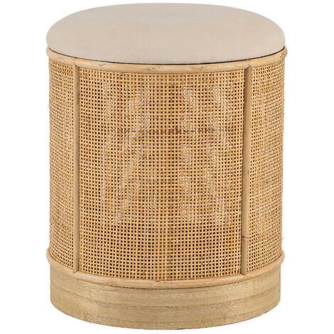 Nordlys – Pouf en bois et velours 35x35x44 cm – Hauteur d'assise 44 cm – Tissu certifié OEKO-TEX – Capacité 120 kg – Confort optimal