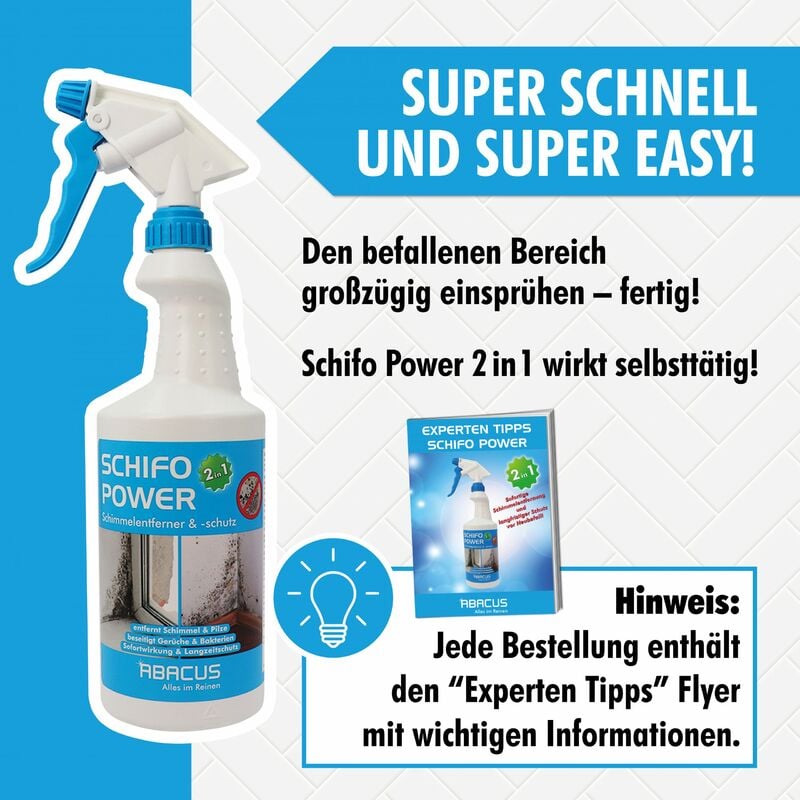 ABACUS 2x 750 ml Schifo Power Schimmelspray/Schimmelentferner/Schimmelschutz  (7371)