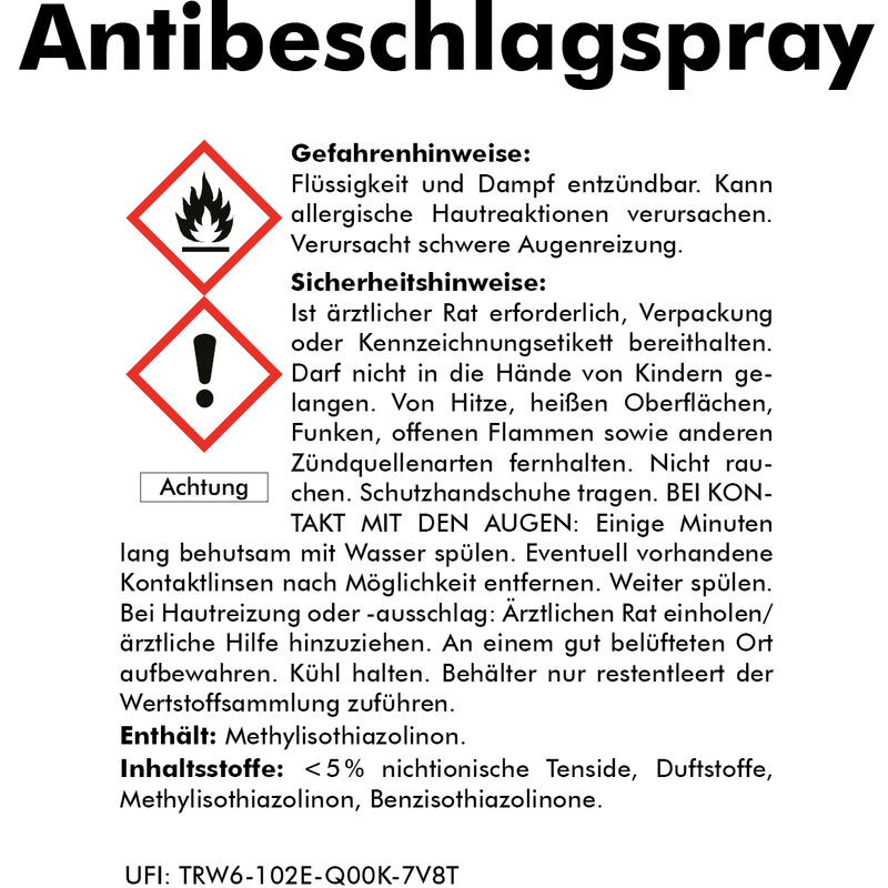 Antibeschlagspray, Antibeschlagmittel, Antibeschlag-Spray, Antibeschlag-Auto,  Antibeschlag KFZ � ABACUS Antibeschlagspray 2x 300 ml (7657.2)
