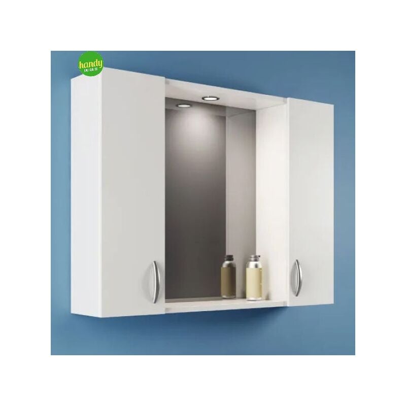 Specchiera bagno con due ante e faretto integrato l=77cm h=57cm p=16cm SAVINI DUE