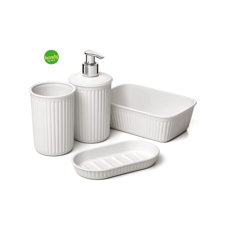 Set da bagno da appoggio tatay serie baobab 4 pz bianco