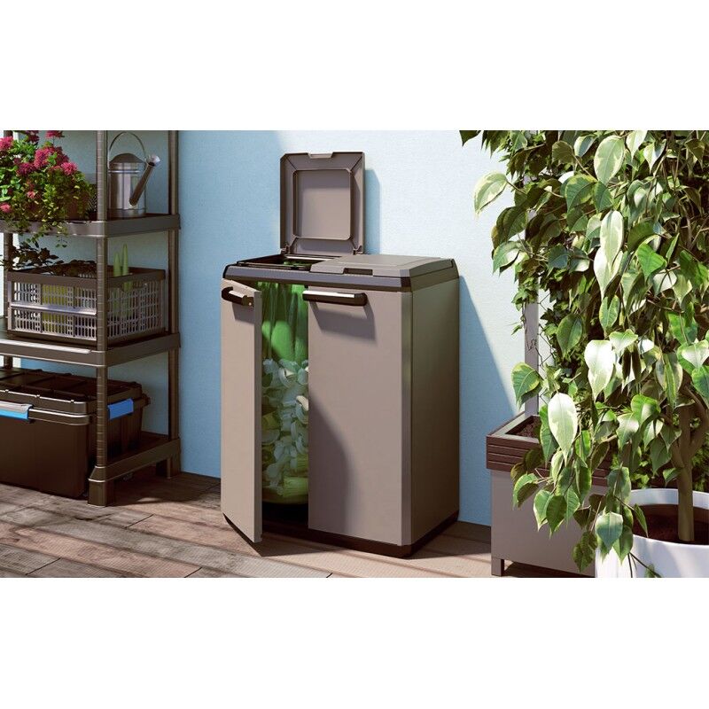 Armadio Raccolta Differenziata Keter Split Basic 68x39x85 Cm - Grigio, Con 2 Bocche E Lucchetto - Foto 1