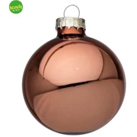 Sfera natalizia vetro Bizzotto Argilla marrone lucido Ø 6cm