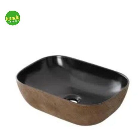 Lavabo da appoggio 45cm in ceramica nero matto Feridras