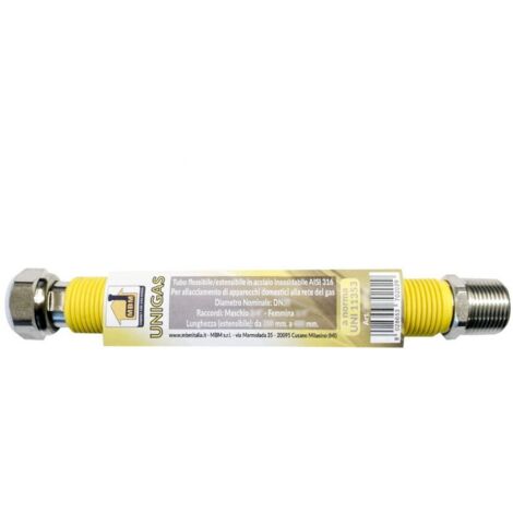 Flessibile in acciaio inox estensibile rivestito per gas maschio/femmina m.f. 1/2 mm 220-420 FLEXA (1/3)