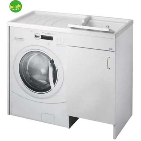Mobile lavatoio coprilavatrice in bilaminato bianco con lavatrice a destra e vasca a sinistra coprilavatrice a dx e vasca a sx l=109cm p=60cm h=92cm CR (1/2)