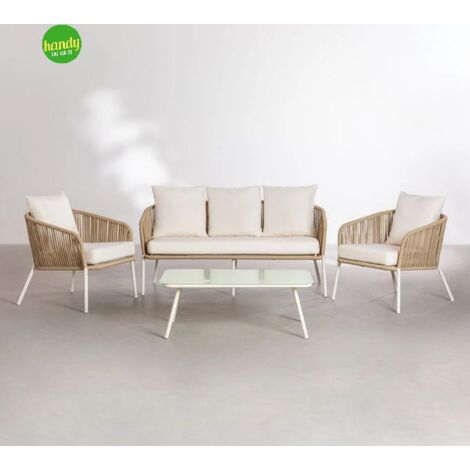 Set salotto Bamboo Ambra Garden bianco