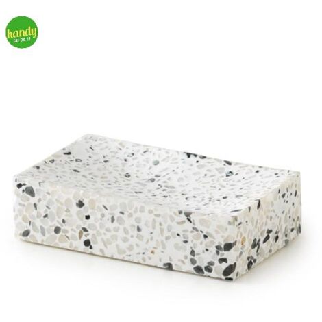 Porta sapone da appoggio in graniglia di marmo modello zoe dim. cm (lxpxh): 11,5x7x3 - bianco/nero Gedy (1/4)