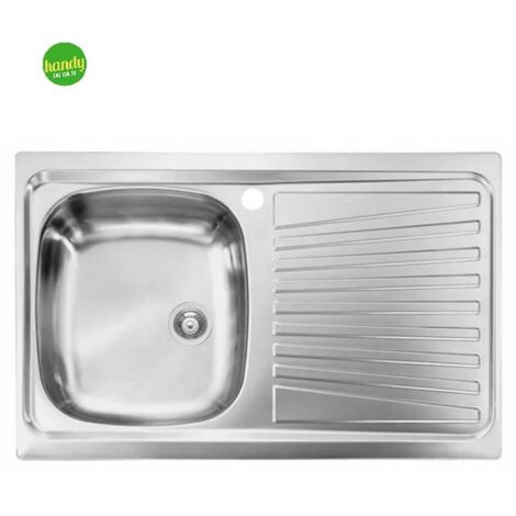 Lavello cucina da incasso in acciaio inox 1 vasca con gocciolatoio modello mondial cm.86x50 vasca destra - profonditÀ vasca: 15 cm HIDROS