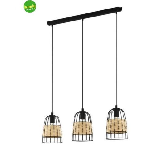 Lampada Sospesa Anwick Eglo 3xE27 Nero Rattan (1/5)