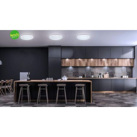 Lampada LED A Soffitto Eglo Pogliola-E, Piatta Con Effetto Cristallo, Diametro 26 Cm, Luce Neutra 4000K, 10W 1250 Lumen, Per Corridoio E Camera