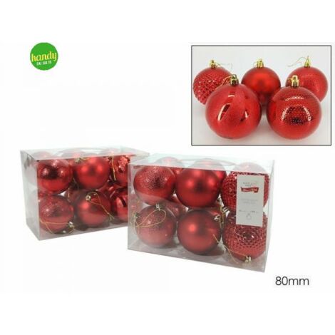 Set 12 Sfere General Trade Rosso Ø 80mm Modelli Assortiti