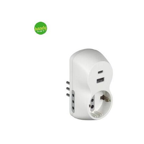 Adattatore B3 1 Presa 10a+Usb A/C Bianco