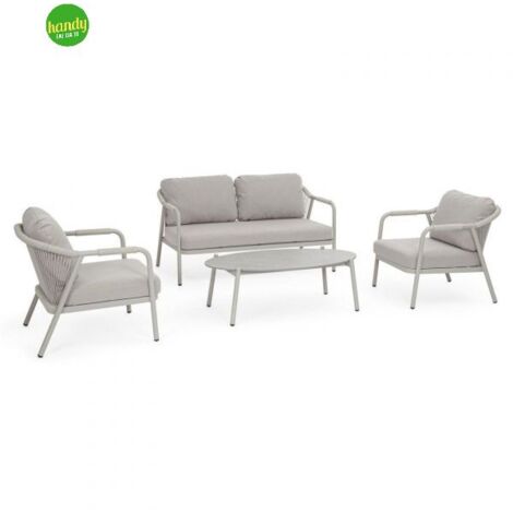 Set Salotto Angolare Bizzotto KONNOR, Bianco, Struttura In Alluminio, Cuscini Sfoderabili In Tessuto Olefin, Dimensioni Angolari