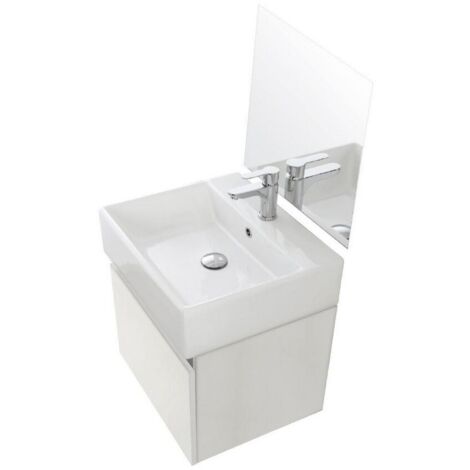 Composizione Bagno Kira 50cm Bianco,Lavabo in Ceramica 50 x 41,5 x 38 cm, – Senza Specchio