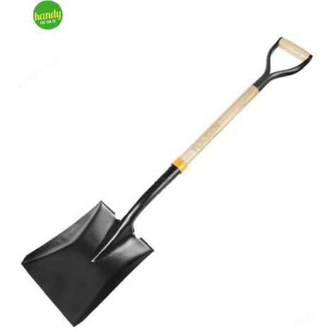 Badile in acciaio al carbonio con manico in legno – Lunghezza 1020mm – Testa pala 280mm x 235mm – Peso 1kg – Tolsen (1/2)