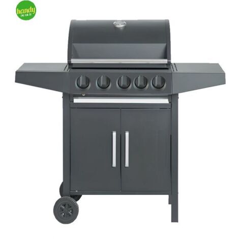 Barbecue a gas Ambra Garden Dakota 4 fuochi + 1 fornello laterale grigia acciaio smaltato 16,9 Kw