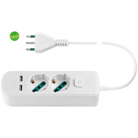 Presa Vimar  a 2 uscite universale +2USB+S17+interruttore bianco (1/4)