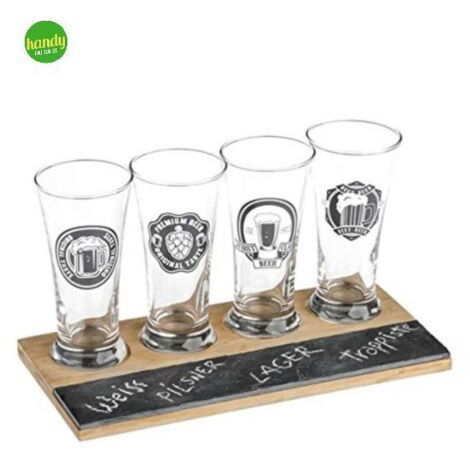Set 4 calici birra con vassoio Brandani