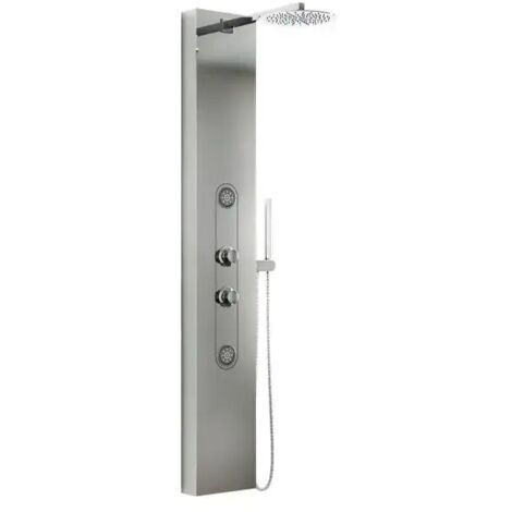 Colonna pannello doccia in acciaio inox cromato lucido con doccetta,flessibile e getti orizzontali massage modello andromeda cromato lucido AMBRA WATER
