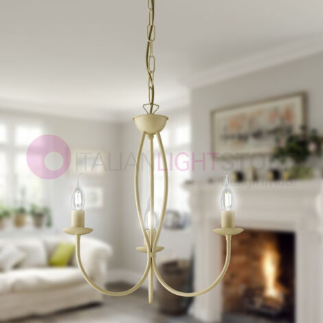 Lampadario Bonetti Botte Be Light a 3 luci in ferro Avorio