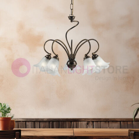 Lampadario Bonetti Alice Be Light a 5 luci in ferro Marrone/Oro (1/4)