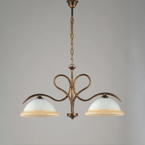 Lampadario a sospensione Bonetti Illumina Miranda 2 luci marrone/oro (1/2)