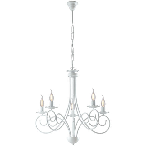 Lampadario Bonetti Alma Be Light 5 luci in ferro laccato bianco effetto shabby chic (1/3)