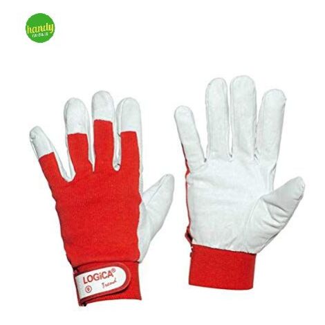 Guanti Fiore Rosso Dorso Tela con Strappo, Logica - Misura 10