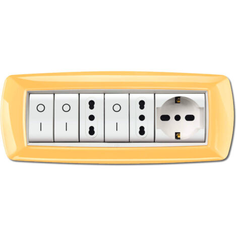Placca 7 moduli giallo - pastello