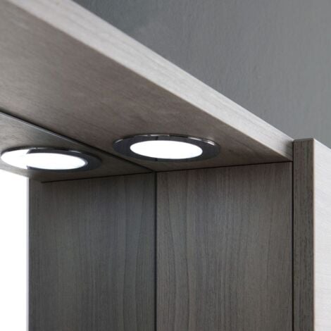 Specchiera con 1 pensile e illuminazione led Savinidue rovere grigio