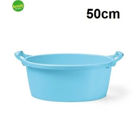 Bacinella In Plastica Ovale Con 2 Manici Diam.60cm Colore Azzurro