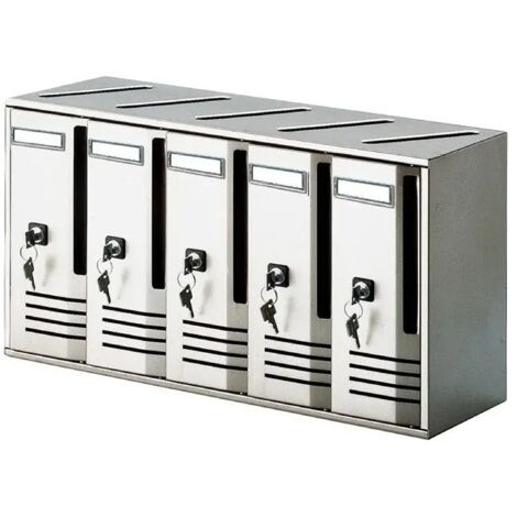Cassellario postale Alubox cubo 5 cassette argento