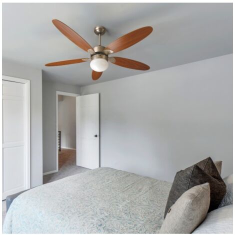 Ventilatore da soffitto Zephir zfr911b 5 pale con luce 60w Ø130cm marrone