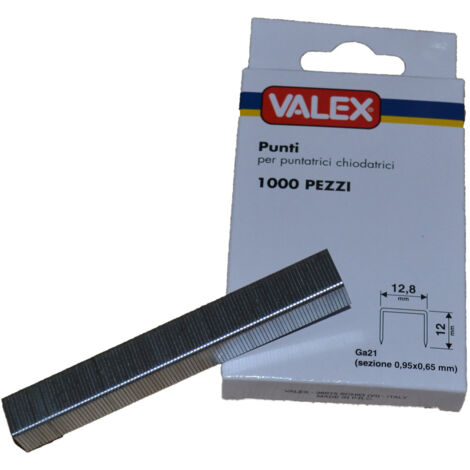 Punti Valex per puntatrice spillatrice pneumatica 12x12,8mm 1000pz