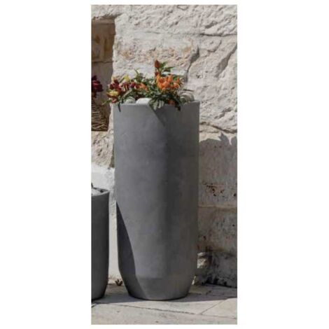 Vaso cilindro alto in resina Cilindro Ardesia CILAR 75 Telcom Vasar effetto cemento moderno