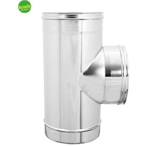 Raccordo A T 90° Femmina In Acciaio Inox – Diametro 180 Mm Per Camini E Canne Fumarie, Adatto A Condensazione E Secco