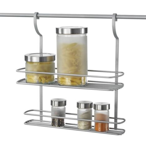 Mensola 2 piani Metaltex city line colore grigio satinato